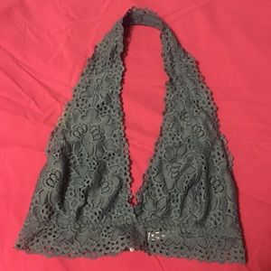 Blue plus size lace bralette
